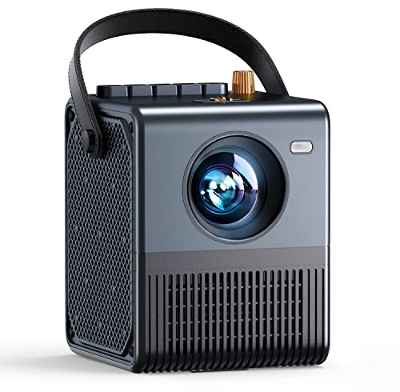 Emotn H1 Mini Proyector, 1080P Nativo, 250 Lúmenes ANSI, Android 9.0, Proyector Portátil con 100" Pantalla, 240", Proyector para Movil con Batería/WiFi/Bluetooth/HDMI/USB, Proyector Cine en Casa