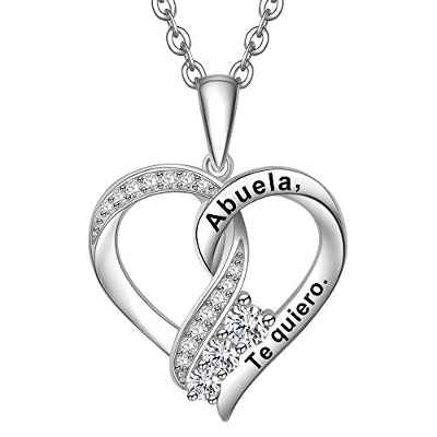 ENGSWA Collar Mujer Plata de Ley 925 Colgante Nudo de Corazón Grabado Regalo para Abuela