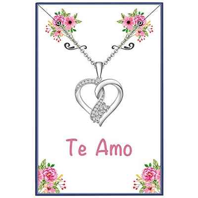 ENGSWA Collar Mujer Plata de Ley 925 Colgante Nudo de Corazón Regalo para Madre Mamá Abuela Hija Niña Esposa Novia