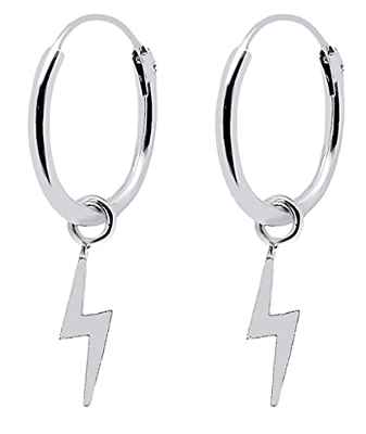 ENTREPLATA Pendientes Rayo Plata de Ley 925. Aros de Plata con Colgante Rayo. Originales Pendientes de Aro para Mujer Niña Hombre Niño Unisex. Aretes Criollas con colgante de Rayo Mini