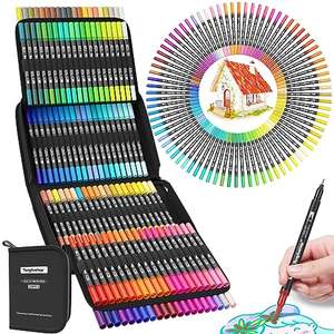 Estuche 120 rotuladores punta doble acuarelables