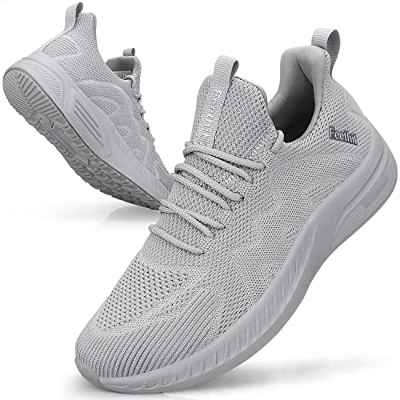 Feethit Zapatillas de Deporte Zapatilla Running Hombre Correr Jogging Caminar Bambas Gimnasio Fitness Atlético Tenis Trabajo Sneakers Ligeros Transpirables Zapatilla Deportivas Hombre Gris Claro 42 EU