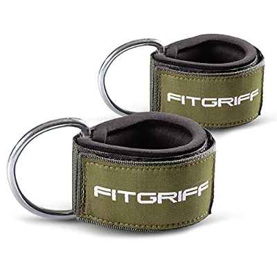 Fitgriff® Tobillera para Polea (Acolchado)- 2 Piezas Correas Tobillos Gym Cable Maquinas, Gimnasio, Fitness - Mujeres y Hombres (Pink)