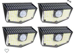 Focos solares LED de exterior IP67 con sensor de movimiento Lámparas solares LED para exteriores impermeables 4 piezas