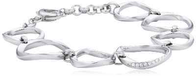 Fossil Pulsera de mujer con acero inoxidable, circonita blanco