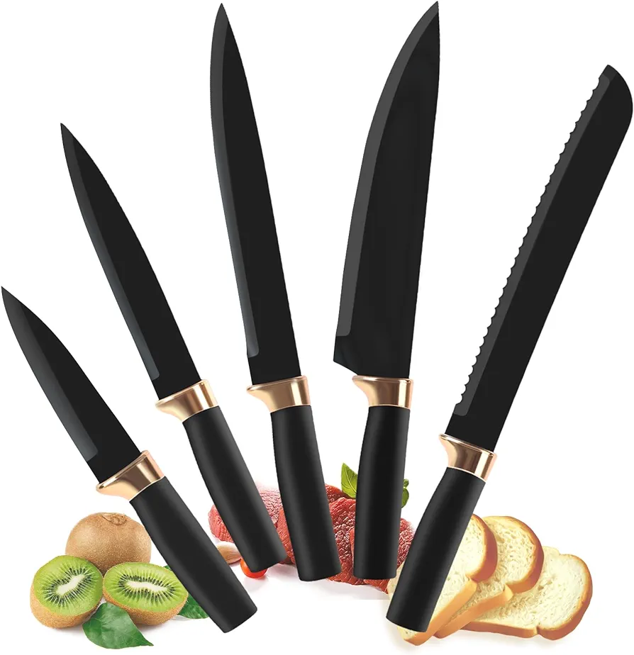 Fousenuk 5 Piezas Cuchillos Cocina Negro