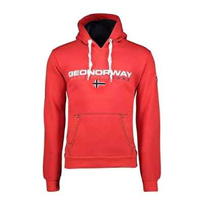 Geographical Norway- Sudadera con Capucha de Hombre de Manga Larga Golivier Rojo Talla M