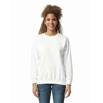 Gildan Sudadera de cuello redondo con forro polar, estilo G18000, Sudadera para Hombre, White, L