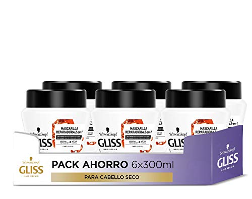 Gliss 6 mascarillas para cabello seco total repair 