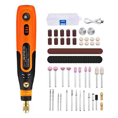 GOXAWEE 3.6V Mini Amoladora Eléctrica Inalámbrica, 3 velocidades, Taladro Tnalambrico para Grabar, Cortar, Taladrar, Pulir, Limpiar, Proyectos de Manualidades y Creaciones de Bricolaje