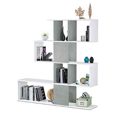 Habitdesign 1L2251A - Estantería Comedor, librería Auxiliar Salon con estantes, Modelo Zig Zag, Medidas: 45x145x30 cm de Fondo
