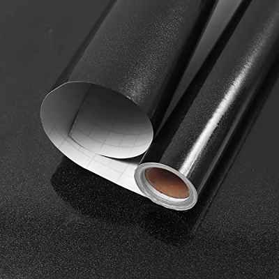 Hode Papel Adhesivo para Muebles Negro 44cm X 5m Impermeable Vinilo Pegatina Autoadhesivo Decorativo Papel Pintado Cocina Baño PVC