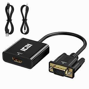 ICZI Adaptador HDMI a VGA, Convertidor HDMI Hembra a VGA Macho 1080P con Audio y Cable de Carga