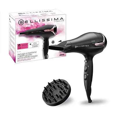 Imetec Bellissima K9 2300 - Secador, seca y mantiene hidratado el cabello sin efecto rizado, 2300 W, tecnología de iones, 8 combinaciones de flujo de aire a temperatura, difusor incluido