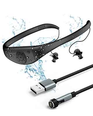 IPX8 Mp3 Acuatico, 8gb Auriculares De Natación, Funcionan Durante 6-8 Horas Bajo El Agua 3 Metros, reproducción aleatoria (Negro 1)