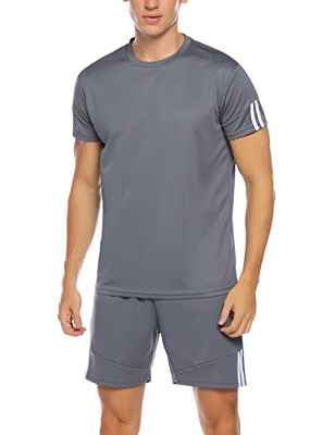 Irdcomps Conjunto Deportivo Hombre Verano Conjuntos Corto Chandal Ropa Deportiva para Hombre Gym Running Set gris oscuro,S