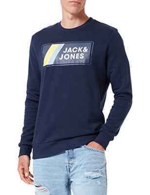 JACK&JONES JCOJAKE Sweat Crew Neck FST Sudadera, Navy Blazer, S Men's