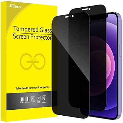 JETech Protector Pantalla Privacidad para iPhone 12/12 Pro 6,1 Pulgadas, Cobertura Completo Cristal Vidrio Templado Antiespia, Amigable para Funda, 2 Unidades