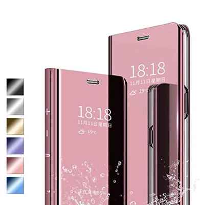 Jierich Funda para OPPO A54s/A16/A55 5G/A54 4G Carcasa, Ultra Slim Espejo Funda Flip Inteligente, Soporte Plegable, [Anti-Rasguños] Case Cover para OPPO A54s/A16/A55 5G/A54 4G Negro