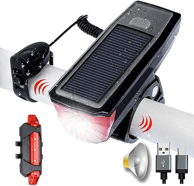 JINPXI Luces Bicicleta Recargable Solar 2000mAh