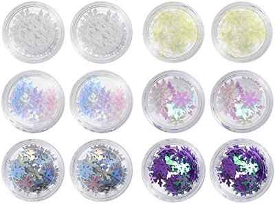 Juego de 12 cajas de lentejuelas para uñas 