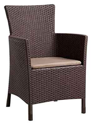 Keter - Sillón de exterior e interior Iowa con cojín incluido. Color marrón