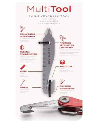KeySmart MultiTool - Herramienta de llavero multiusos 5 en 1 con cortador de caja, regla, barra de palanca, destornillador Phillips y cabeza plana, multiherramienta