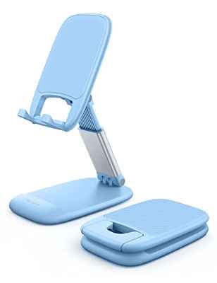 Lamicall Soporte Móvil Mesa, Soporte Teléfono Plegable - Base Móvil Escritorio Ajustable, Soporte Universal para iPhone14 Pro MAX, 13/12/11 Pro MAX Mini, Samsung, Xiaomi Redmi y Otro Smartphone, Azul