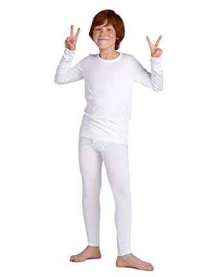 LAPASA Conjuntos Ropa Interior Térmica para Niños Invierno Capa Base Top Camisa y Pantalon B03 5-6 años Blanco