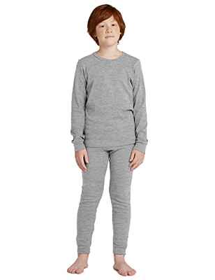LAPASA Pijama Niño Térmico 100% Algodón Conjunto Ropa Dormir Camiseta Manga Larga Pantalon Hipoalergénico Estar en Casa Calido Comodo Suave Invierno B10 7-8 años Gris