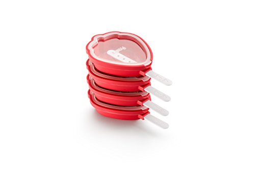 Lékué Pack de oldes para helados en forma de fresa, Silicona
