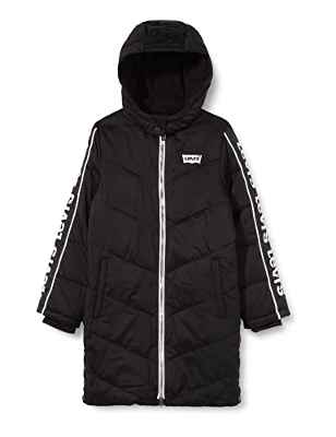 Levi's kids Lvg Long Puffer Chaqueta, Negro, 16 años para Niñas