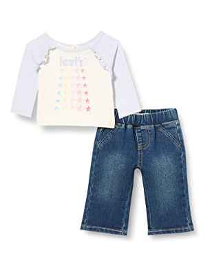 Levi's Lvg ruffle top & wide denim se Bebé-Niñas, Halogen Blue, 18 meses