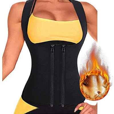 Litthing Chaleco Deportivo de Yoga para Mujer Fitness Sauna Neopreno Chaleco de Entrenamiento Compresión para Adelgazar Establecer Estatua Reducir Dolor(Cremallera de Doble Fila, 2XL)