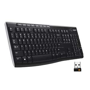 Logitech K270 Teclado Inalámbrico a 2,4 GHz,8 teclas multimedia, 2 años de duración de la batería,portátil, QWERTY Español