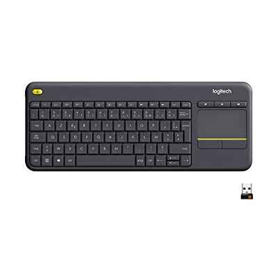 Logitech K400 Teclado Táctil Inalámbrico Plus para TV con un Control Multimedia y Panel Táctil, Disposición QWERTY US Internacional - Blanco