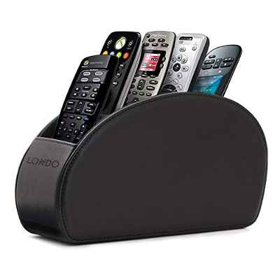 Londo Soporte para mandos a Distancia con 5 Espacios - Organiza mandos de BLU-Ray, TV, Roku o Apple TV - Cuero sintético de PU Revestido en Gamuza - Delgado y Compacto, Ideal para Sala y Dormitorio