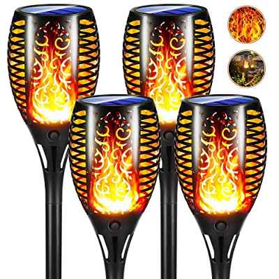 Luces llamas Solares LED Exterior Jardin, Moxled 4 Piezas 33 LED Antorchas Solares Exterior con llamas Realistas, IP65 Impermeable, Decoración Luz para Jardín, Césped y Camino, Pasillo