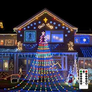 Luces Navidad, 420 luces LED Decorativas, 10 hilos de luces coronadas con árbol de Navidad de 40cm. 8 Modos