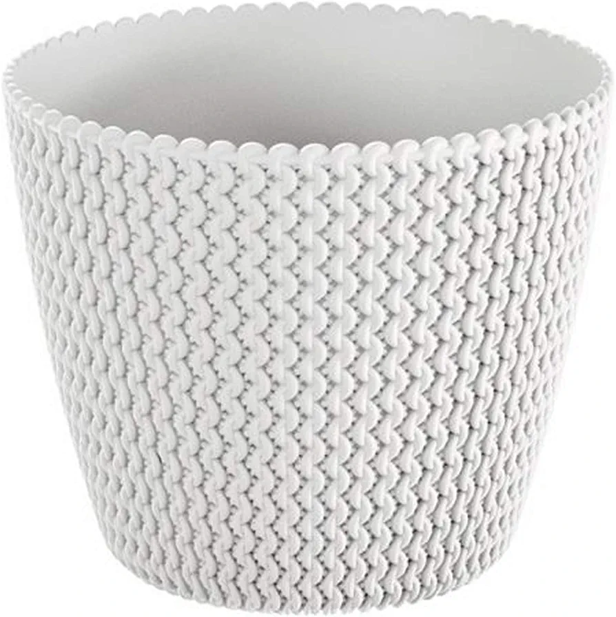 Maceta Efecto Tricotado Blanco 29,5 cm
