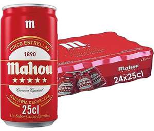 Mahou 5 Estrellas Cerveza Especial Dorada Lager, Sabor 5 Estrellas, 5,5% Volumen de Alcohol, Pack de 24 Latas x 25 cl