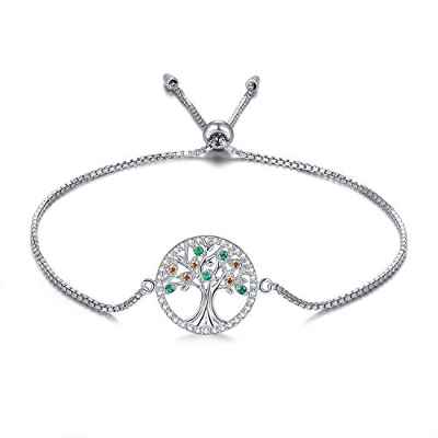 MEGA CREATIVE JEWELRY Pulseras Árbol de la Vida para Mujer Regalo Madre Esposa Abuela Joyería Plata 925 con Cristales