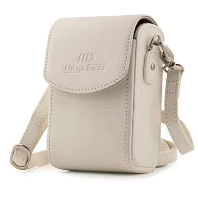 MegaGear MG1507 - Funda para Canon PowerShot SX740 HS/SX730 HS (de Cuero, con Correa) Color Blanco