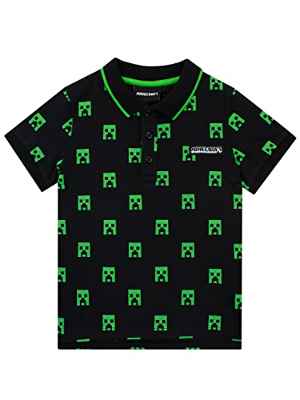 Minecraft Camiseta de Creeper para Niños Polo de Manga Corta para Infantiles Negro 7-8 años