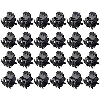 Mini pinzas para el cabello, 1,5 cm, pequeñas pinzas antideslizantes de plástico para el cabello, para niñas y mujeres, lote de 24 unidades, color negro