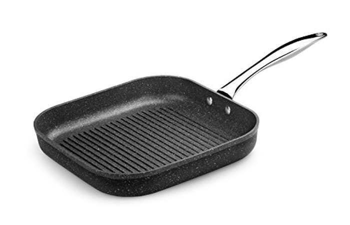 Monix Mineral Grill Cuadrado con Rayas, Aluminio Forjado, Piedra, 28 cm