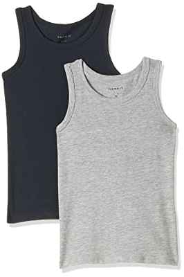 NAME IT Nittank Top 2P Mel K B Noos Camiseta sin Mangas, Multicolor (Grey Melange Grey Melange), 146 (Talla del Fabricante: 146-152) (Pack de 2) para Niños