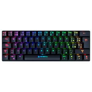 Newskill Pyros Teclado Inalámbrico Gaming, Bluetooth/USB-C, RGB, Layout Español, Compatible con Windows/Mac/IOS/Android, Negro