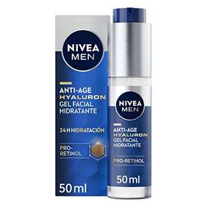 NIVEA MEN Hyaluron Gel Facial Hidratante Antiedad (1 x 50 ml), gel reafirmante que reduce las arrugas, gel para hombre con ácido hialurónico