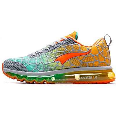 ONEMIX Zapatillas Running para Hombre Aire Libre y Deporte Transpirables Casual Zapatos Gimnasio Correr Sneakers 1096 Grey Orange 42